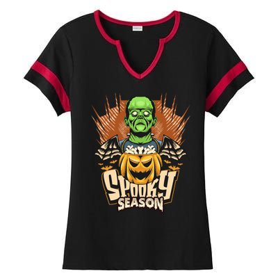 Halloween Frankenstein Ladies Halftime Notch Neck Tee