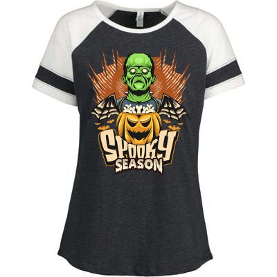 Halloween Frankenstein Enza Ladies Jersey Colorblock Tee