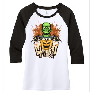 Halloween Frankenstein Women's Tri-Blend 3/4-Sleeve Raglan Shirt