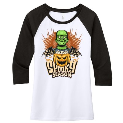 Halloween Frankenstein Women's Tri-Blend 3/4-Sleeve Raglan Shirt