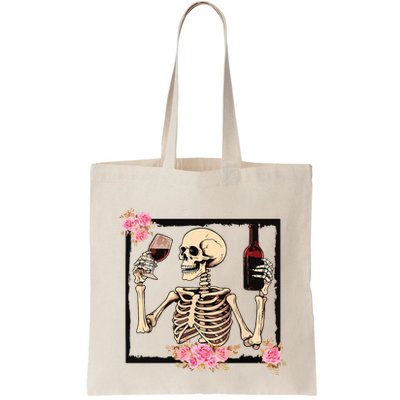 Halloween Funny Hallowine Floral Skeleton Drinking Wine Bag