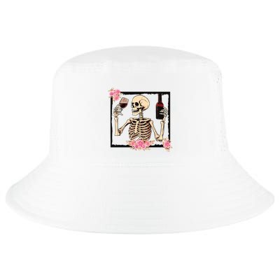 Halloween Funny Hallowine Floral Skeleton Drinking Wine Cool Comfort Performance Bucket Hat