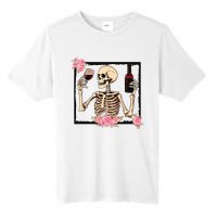 Halloween Funny Hallowine Floral Skeleton Drinking Wine Tall Fusion ChromaSoft Performance T-Shirt