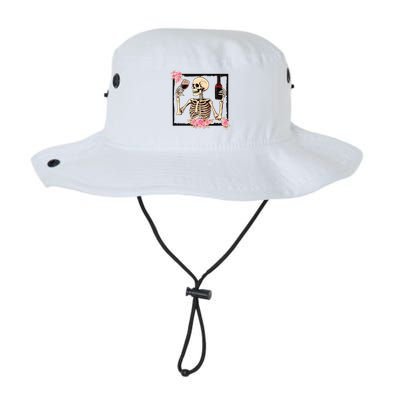 Halloween Funny Hallowine Floral Skeleton Drinking Wine Bucket Hat
