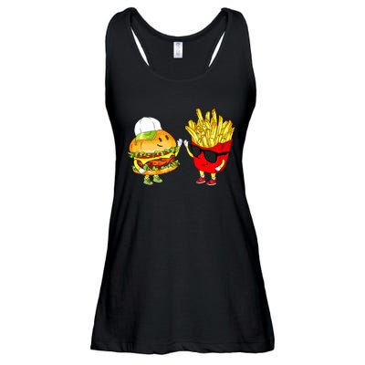 Hamburger Fries High Five Cool Fun Combo Snacks Funny Gift Ladies Essential Flowy Tank