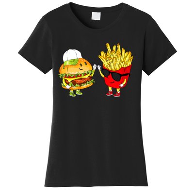 Hamburger Fries High Five Cool Fun Combo Snacks Funny Gift Women's T-Shirt