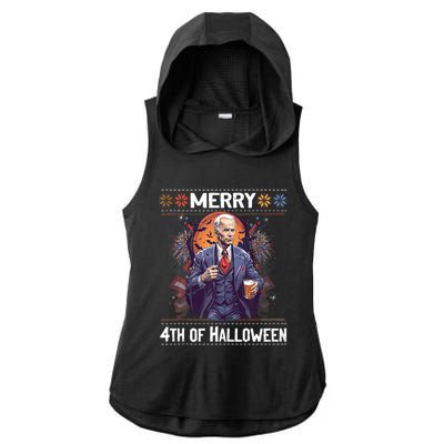 Halloween Funny Happy 4th Of July Anti Joe Biden Funny Biden Meme Ladies PosiCharge Tri-Blend Wicking Draft Hoodie Tank