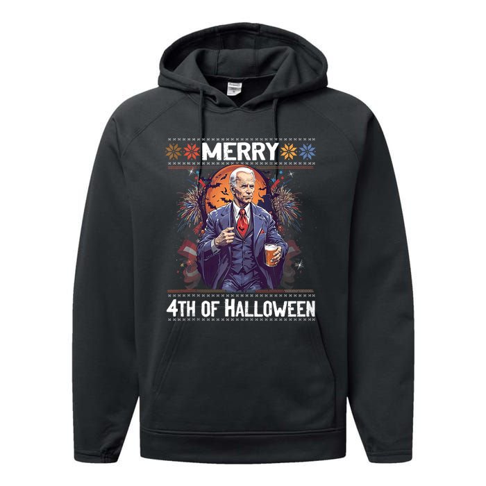 Halloween Funny Happy 4th Of July Anti Joe Biden Funny Biden Meme Performance Fleece Hoodie