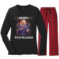 Halloween Funny Happy 4th Of July Anti Joe Biden Funny Biden Meme Women's Long Sleeve Flannel Pajama Set 