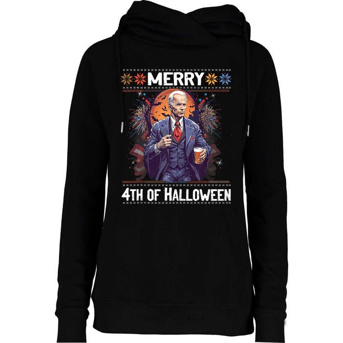 Halloween Funny Happy 4th Of July Anti Joe Biden Funny Biden Meme Womens Funnel Neck Pullover Hood