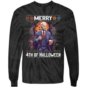 Halloween Funny Happy 4th Of July Anti Joe Biden Funny Biden Meme Tie-Dye Long Sleeve Shirt