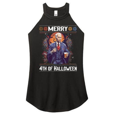 Halloween Funny Happy 4th Of July Anti Joe Biden Funny Biden Meme Women's Perfect Tri Rocker Tank