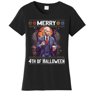 Halloween Funny Happy 4th Of July Anti Joe Biden Funny Biden Meme Women's T-Shirt