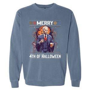 Halloween Funny Happy 4th Of July Anti Joe Biden Funny Biden Meme Garment-Dyed Sweatshirt