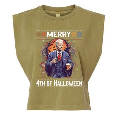 Halloween Funny Happy 4th Of July Anti Joe Biden Funny Biden Meme Garment-Dyed Women's Muscle Tee