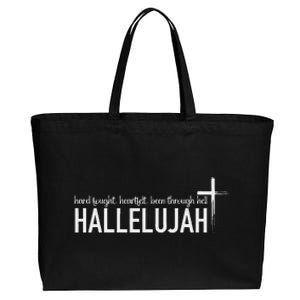 Hard Fought Heartfelt Been Through Hell Hallelujah Christian Cotton Canvas Jumbo Tote