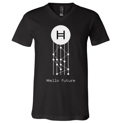 Hello Future Hbar Hedera Hashgraph Solana Kaspa Xrp Crypto V-Neck T-Shirt