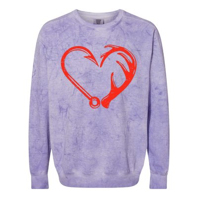 Heart Fishing Hook Valentines Day Cool Fisherman Angler Colorblast Crewneck Sweatshirt