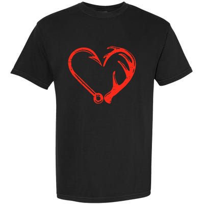 Heart Fishing Hook Valentines Day Cool Fisherman Angler Garment-Dyed Heavyweight T-Shirt