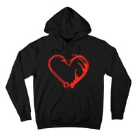 Heart Fishing Hook Valentines Day Cool Fisherman Angler Hoodie