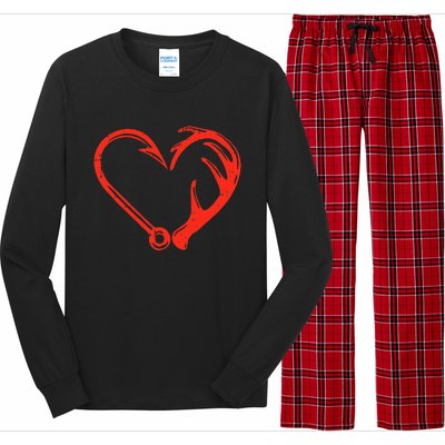 Heart Fishing Hook Valentines Day Cool Fisherman Angler Long Sleeve Pajama Set