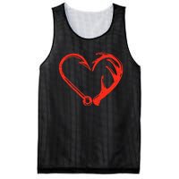 Heart Fishing Hook Valentines Day Cool Fisherman Angler Mesh Reversible Basketball Jersey Tank