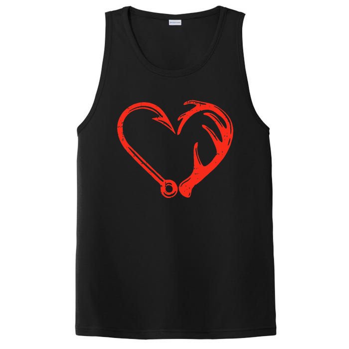 Heart Fishing Hook Valentines Day Cool Fisherman Angler PosiCharge Competitor Tank