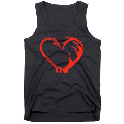 Heart Fishing Hook Valentines Day Cool Fisherman Angler Tank Top