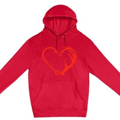 Heart Fishing Hook Valentines Day Cool Fisherman Angler Premium Pullover Hoodie