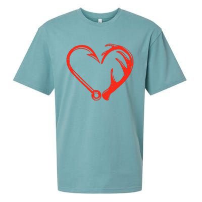 Heart Fishing Hook Valentines Day Cool Fisherman Angler Sueded Cloud Jersey T-Shirt