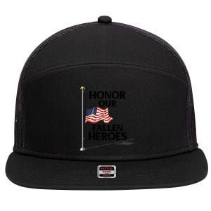 Honor Fallen Heroes / Military Honor Memorial American Flag Cute Gift 7 Panel Mesh Trucker Snapback Hat