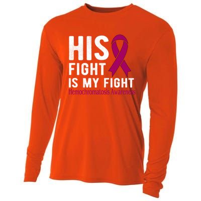 His Fight Is My Fight Hemochromatosis Gift Cooling Performance Long Sleeve Crew