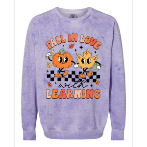 Halloween Fall In Love With Learning Thanksgiving Teacher Colorblast Crewneck Sweatshirt