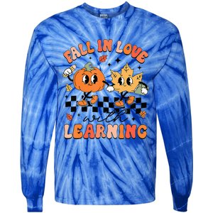 Halloween Fall In Love With Learning Thanksgiving Teacher Tie-Dye Long Sleeve Shirt