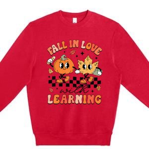 Halloween Fall In Love With Learning Thanksgiving Teacher Premium Crewneck Sweatshirt