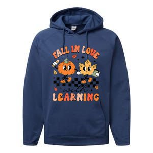 Halloween Fall In Love With Learning Thanksgiving Teacher Performance Fleece Hoodie