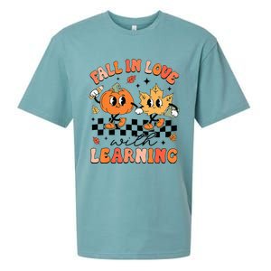 Halloween Fall In Love With Learning Thanksgiving Teacher Sueded Cloud Jersey T-Shirt