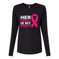 Her Fight Is My Fight Breast Cancer Awareness Family Support Womens Cotton Relaxed Long Sleeve T-Shirt