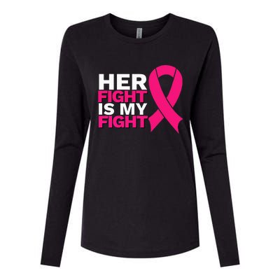 Her Fight Is My Fight Breast Cancer Awareness Family Support Womens Cotton Relaxed Long Sleeve T-Shirt