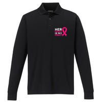 Her Fight Is My Fight Breast Cancer Awareness Family Support Performance Long Sleeve Polo