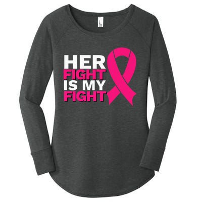 Her Fight Is My Fight Breast Cancer Awareness Family Support Women's Perfect Tri Tunic Long Sleeve Shirt