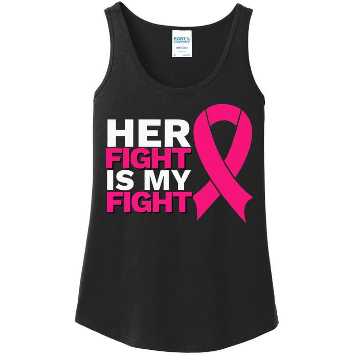 Her Fight Is My Fight Breast Cancer Awareness Family Support Ladies Essential Tank