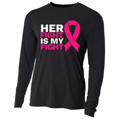 Her Fight Is My Fight Breast Cancer Awareness Family Support Cooling Performance Long Sleeve Crew