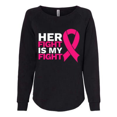 Her Fight Is My Fight Breast Cancer Awareness Family Support Womens California Wash Sweatshirt