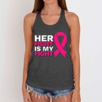 Her Fight Is My Fight Breast Cancer Awareness Family Support Women's Knotted Racerback Tank