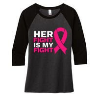 Her Fight Is My Fight Breast Cancer Awareness Family Support Women's Tri-Blend 3/4-Sleeve Raglan Shirt