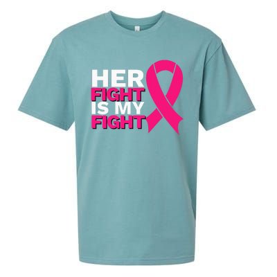 Her Fight Is My Fight Breast Cancer Awareness Family Support Sueded Cloud Jersey T-Shirt