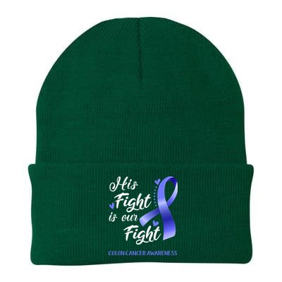 His Fight Is Our Fight Colon Cancer Awareness Gift Knit Cap Winter Beanie