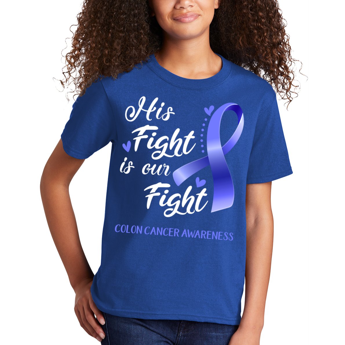 His Fight Is Our Fight Colon Cancer Awareness Gift Kids T-Shirt