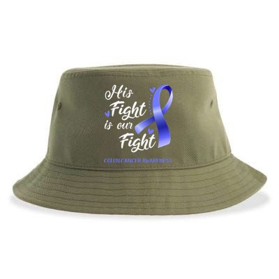 His Fight Is Our Fight Colon Cancer Awareness Gift Sustainable Bucket Hat